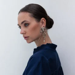 BLAK - GIMME - Allegra Bow Silver Earrings