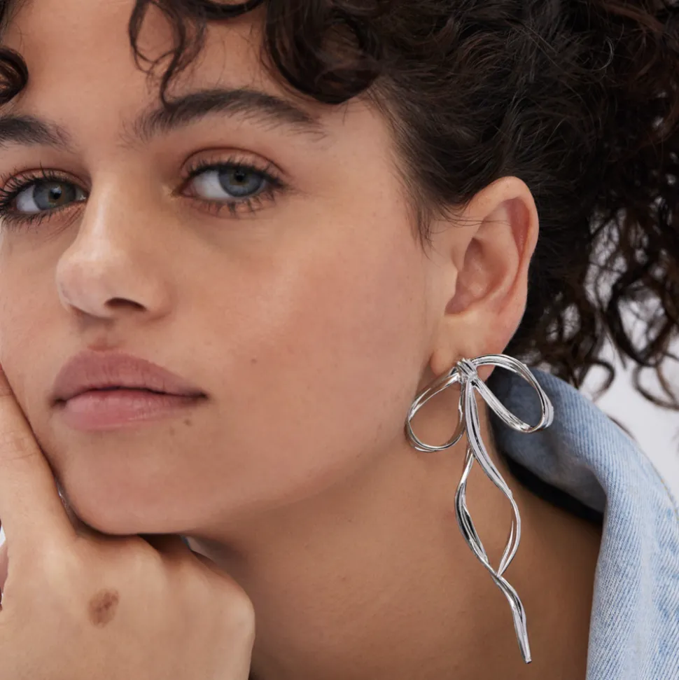 BLAK - GIMME - Allegra Bow Silver Earrings