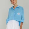 Defiant Shirt - Blue with Peppa Hart Flower