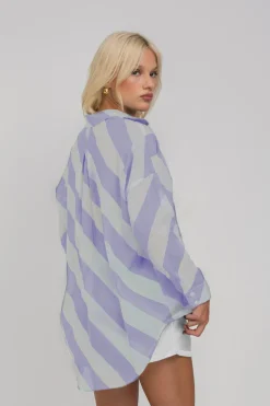 Defiant Shirt - Blueberry Bliss/Ivory Diagonal Stripe