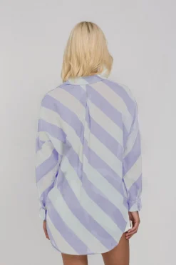Defiant Shirt - Blueberry Bliss/Ivory Diagonal Stripe