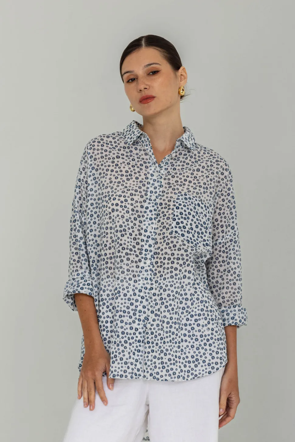 Defiant Shirt - Ivory with Dark Sky/Blueberry Bliss/Black Mini Peppa Hart Floral