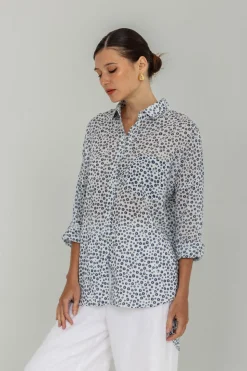 Defiant Shirt - Ivory with Dark Sky/Blueberry Bliss/Black Mini Peppa Hart Floral