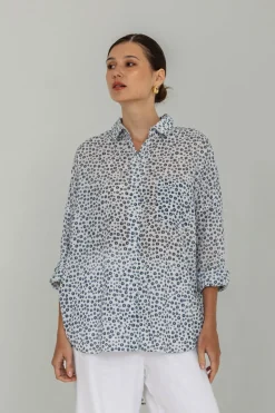 Defiant Shirt - Ivory with Dark Sky/Blueberry Bliss/Black Mini Peppa Hart Floral