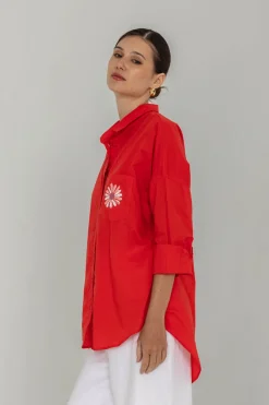 Defiant Shirt - Red with Peppa Hart Flower
