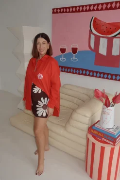 Defiant Shirt - Red with Peppa Hart Flower