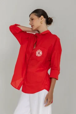 Defiant Shirt - Red with Peppa Hart Flower