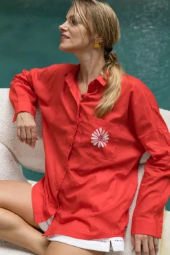 Defiant Shirt - Red with Peppa Hart Flower