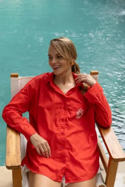 Defiant Shirt - Red with Peppa Hart Flower