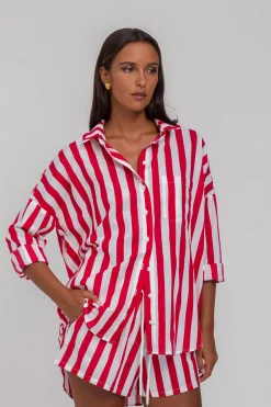 Defiant Shirt - Red/White Bold Stripe