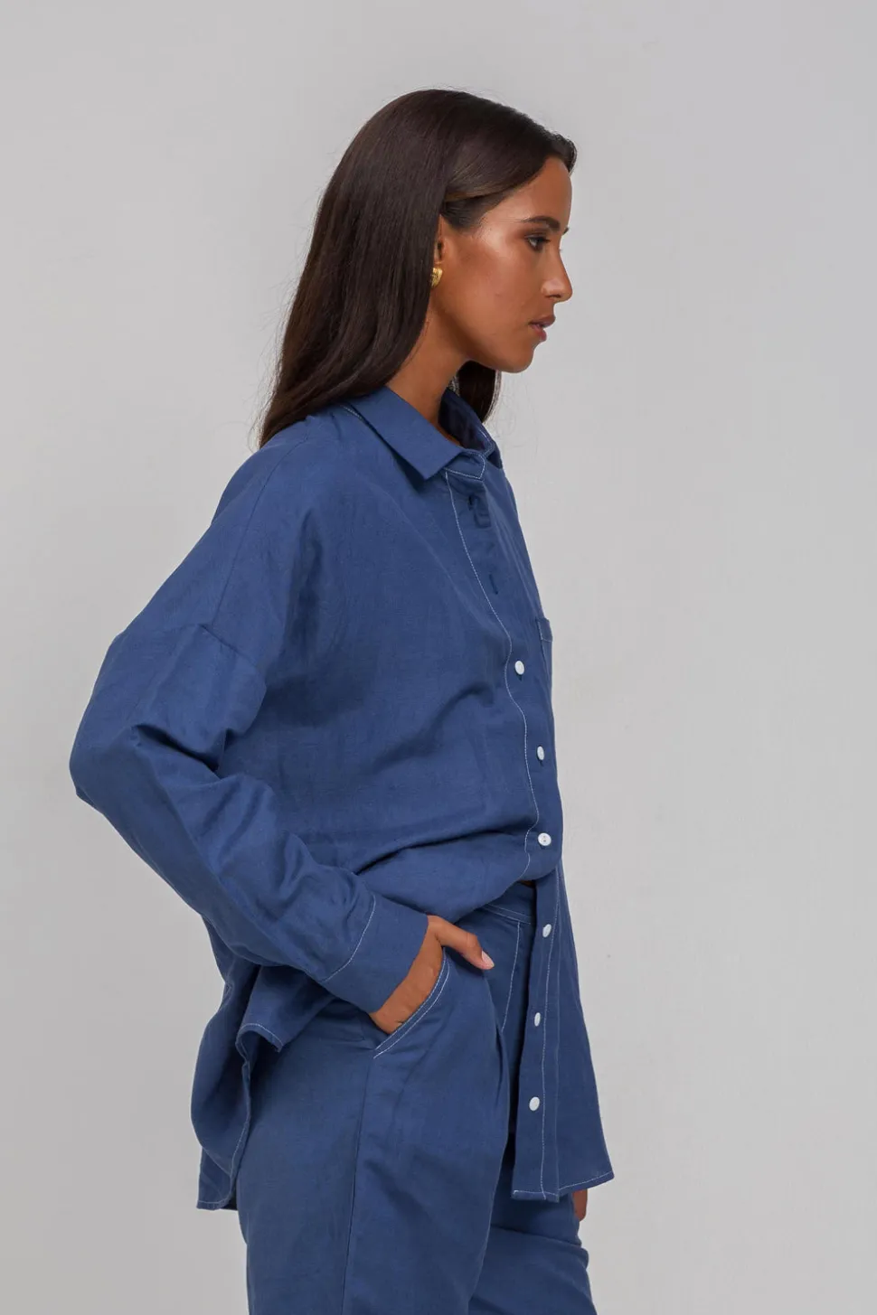 Defiant Shirt - Dark Sky with Contrast White Stitching & Buttons