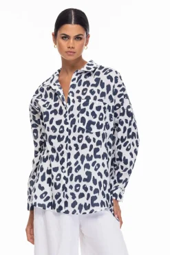 Defiant Shirt - Exclusive Ivory/Midnight Leopard Print