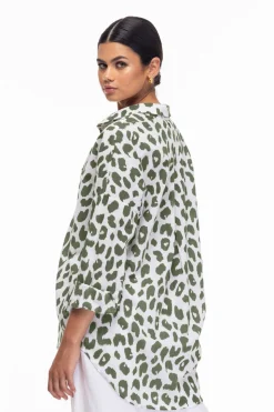 Defiant Shirt - Ivory/Golden Forest Leopard Print