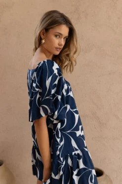 Everest Dress - Blue/White Floral Print