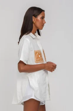 Felix Shirt - Ivory with Chocolate Peppa Hart Flower