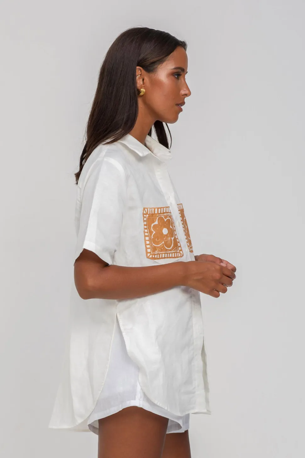 Felix Shirt - Ivory with Chocolate Peppa Hart Flower