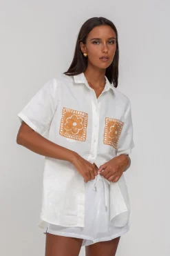 Felix Shirt - Ivory with Chocolate Peppa Hart Flower