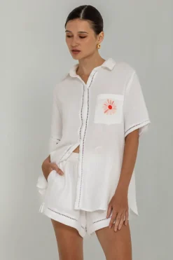 Felix Shirt - Ivory with Pink Peppa Hart Flower