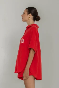 Felix Shirt - Red with Peppa Hart Flower