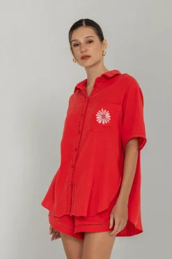 Felix Shirt - Red with Peppa Hart Flower