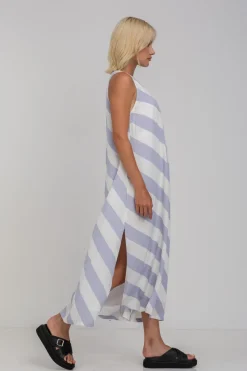 Finally Here Dress - Blueberry Bliss/Ivory Diagonal Stripe