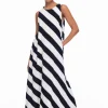 Finally Here Dress - Black/White Diagonal Stripe