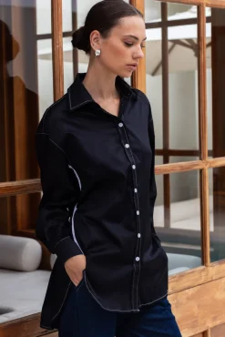 Find My Luck Shirt - Black with White Contrast