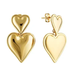 GIMME - Alexandra Double Heart Earrings - Gold