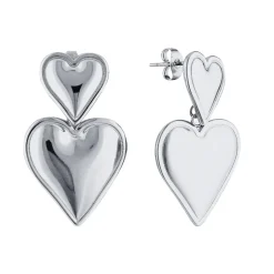 GIMME - Alexandra Double Heart Earrings - Silver