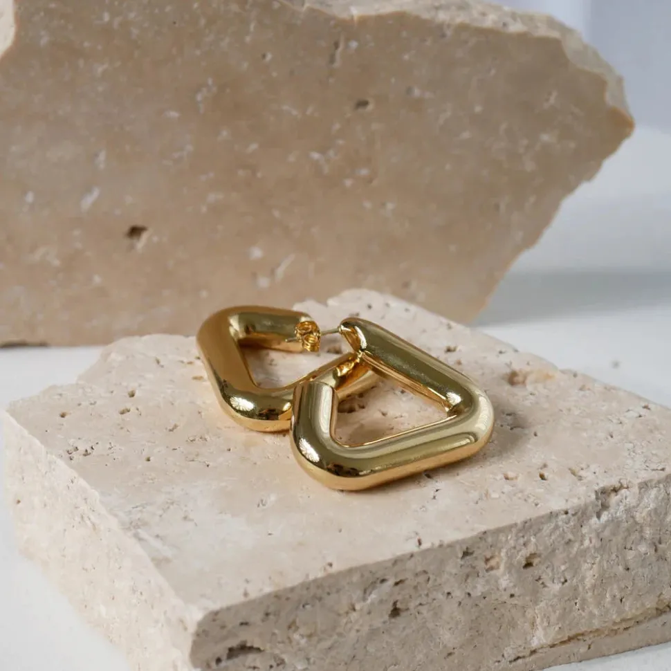 GIMME - Eliza Triangle Hoop Gold Earrings