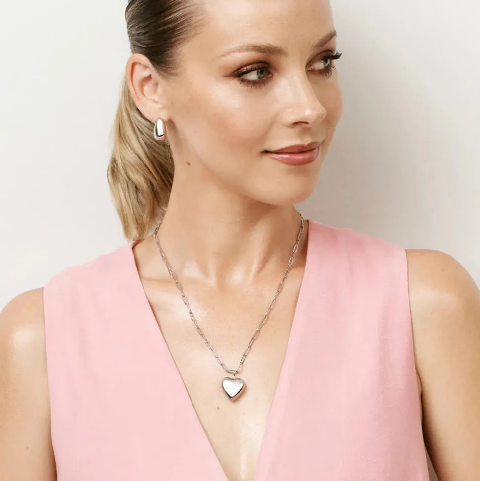 GIMME - Ella Puffy Heart Necklace - Silver