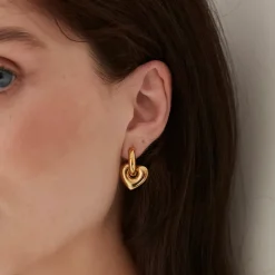 GIMME - Lisa Puffy Heart Gold Earrings