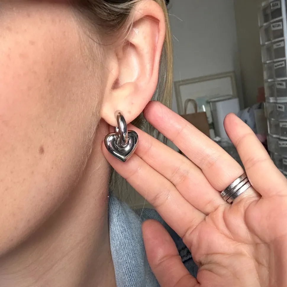 GIMME - Lisa Puffy Heart Silver Earrings