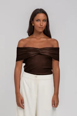 H25/1354 Butterfly Feelings Top - Chocolate