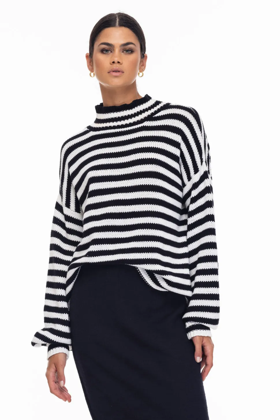 Hold Me Back Jumper - Black/Ivory Stripe