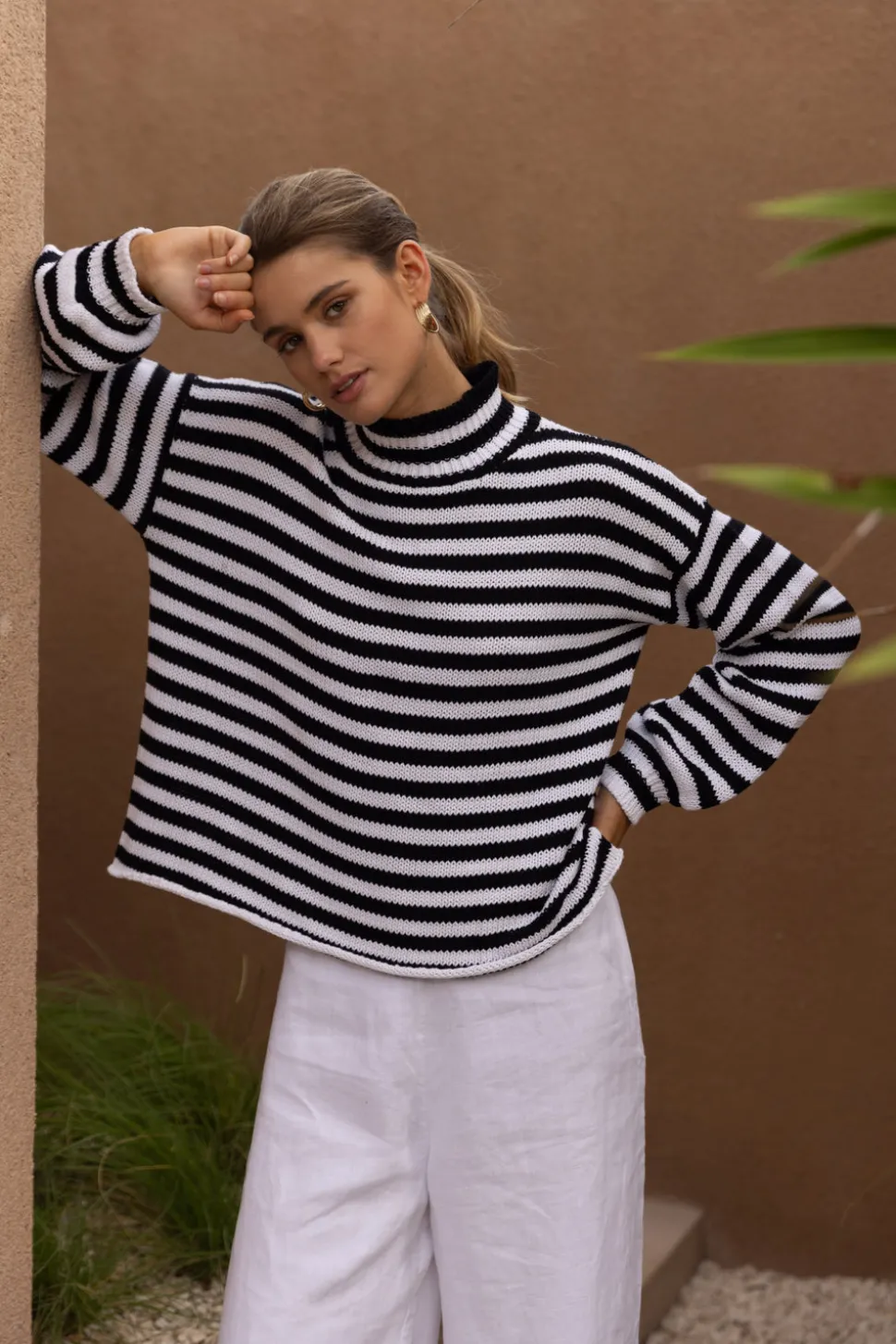 Hold Me Back Jumper - Black/Ivory Stripe