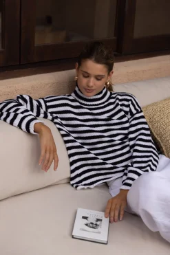 Hold Me Back Jumper - Black/Ivory Stripe