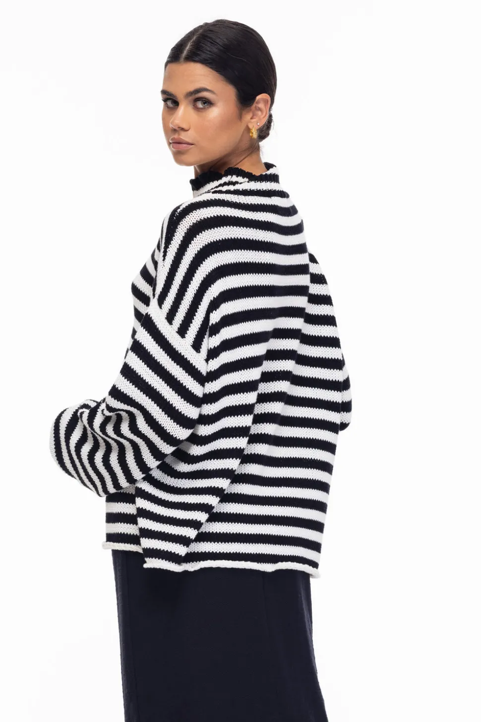Hold Me Back Jumper - Black/Ivory Stripe