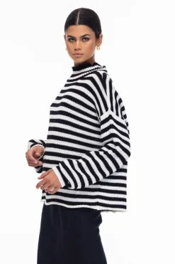 Hold Me Back Jumper - Black/Ivory Stripe
