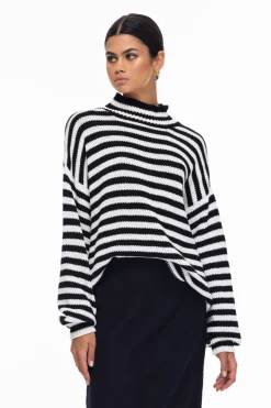 Hold Me Back Jumper - Black/Ivory Stripe