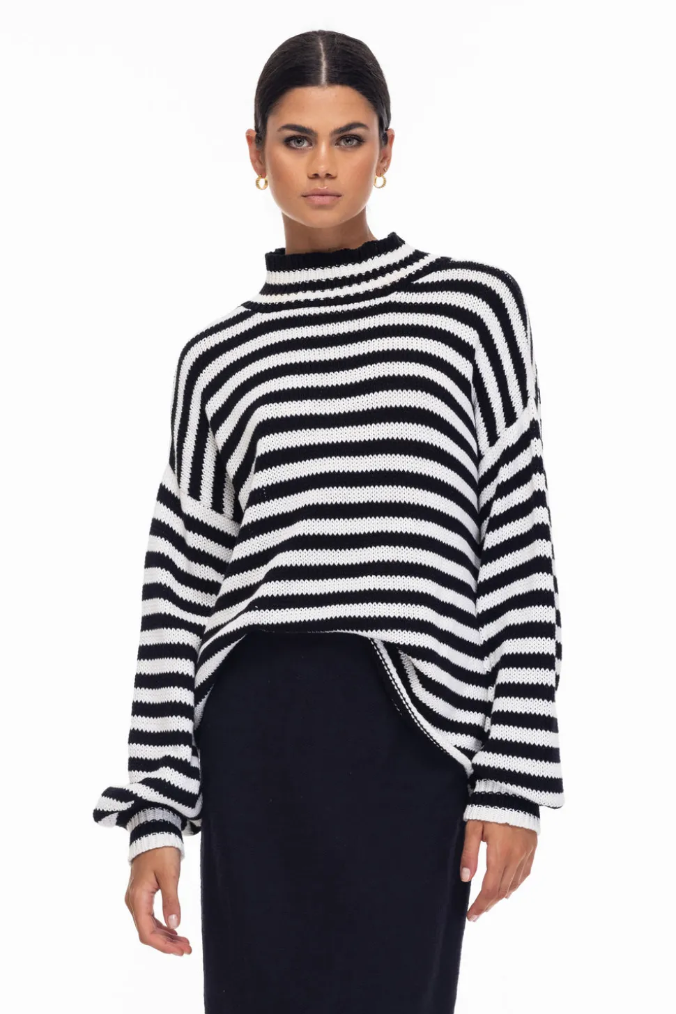Hold Me Back Jumper - Black/Ivory Stripe