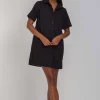 In Between The Lines Shirt Dress - Black