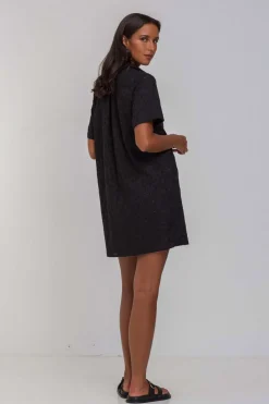 In Between The Lines Shirt Dress - Black
