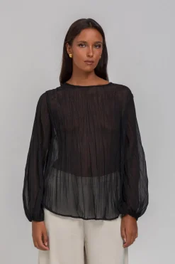 Ingrid Top - Black/Silver Lurex