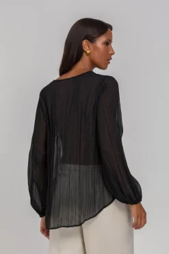 Ingrid Top - Black/Silver Lurex