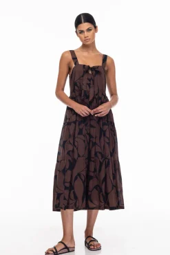 Kiss Me Again Dress - Black/Chocolate Floral Print