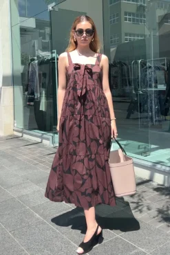 Kiss Me Again Dress - Black/Chocolate Floral Print