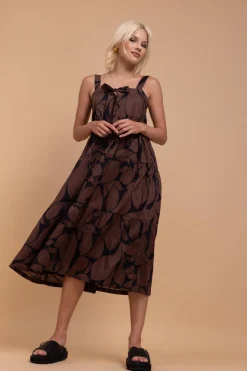 Kiss Me Again Dress - Black/Chocolate Floral Print