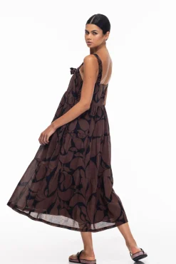 Kiss Me Again Dress - Black/Chocolate Floral Print