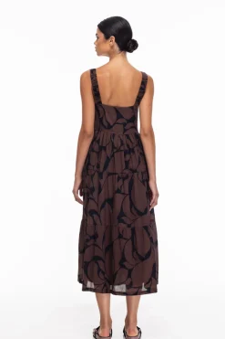 Kiss Me Again Dress - Black/Chocolate Floral Print